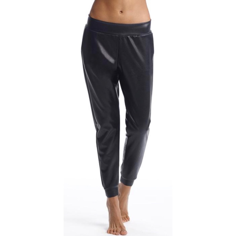 Faux leather joggers